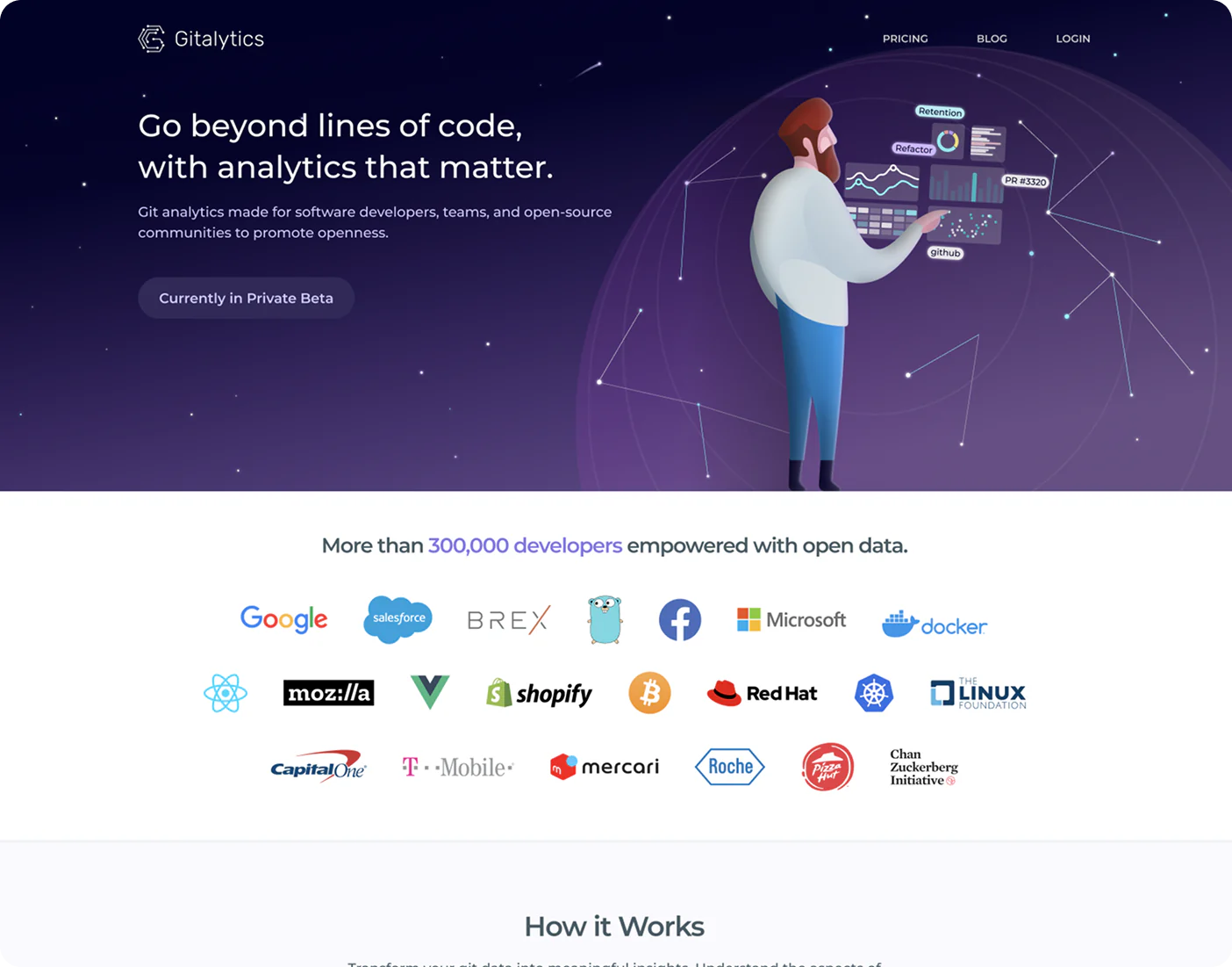 Gitalytics marketing homepage